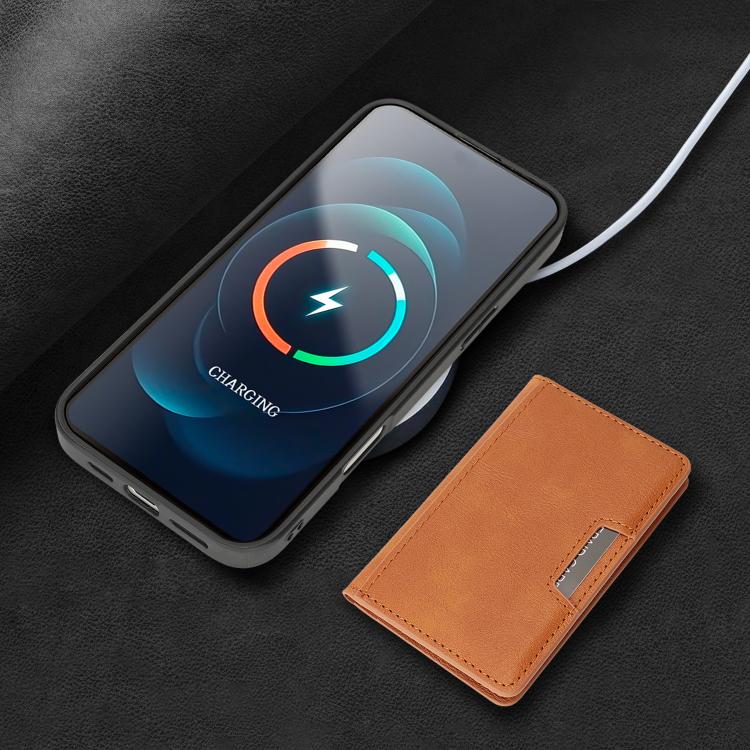For iPhone 17 Pro Kalebol Strong MagSafe Magnetic Two-Fold Card Bag Leather Phone Case(Brown) - iPhone 17 Pro Cases by Kalebol | Online Shopping South Africa | PMC TechLife | Buy Now Pay Later Mobicred