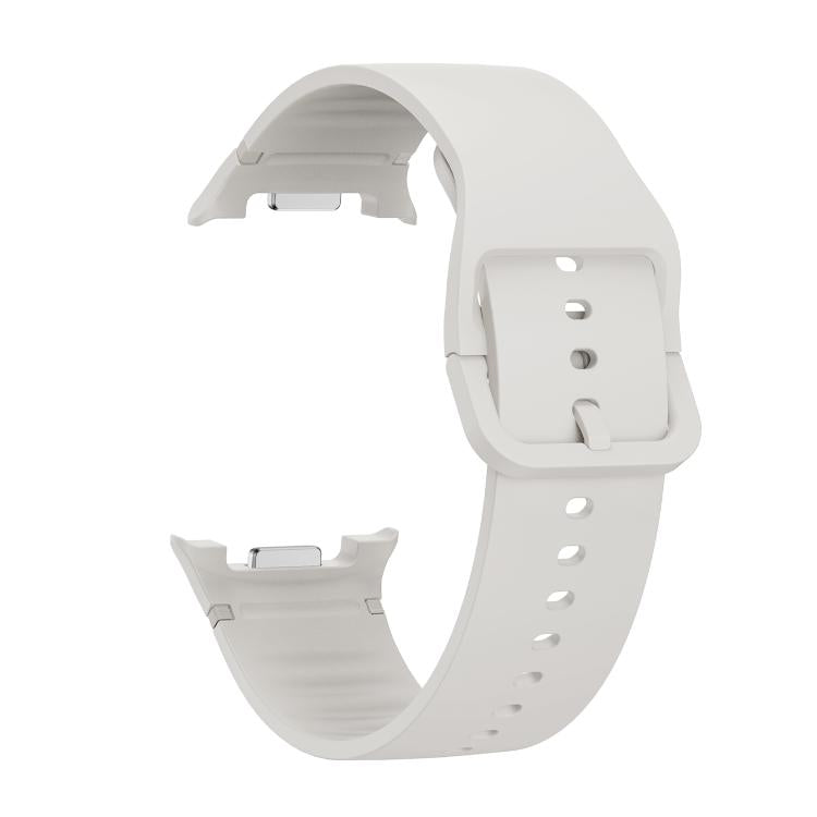 For Samsung Galaxy Watch8 / Watch8 Classic Solid Color Stitched Silicone Watch Band, Size:S(Lime White) - free shipping - PMC TechLife - Order now!