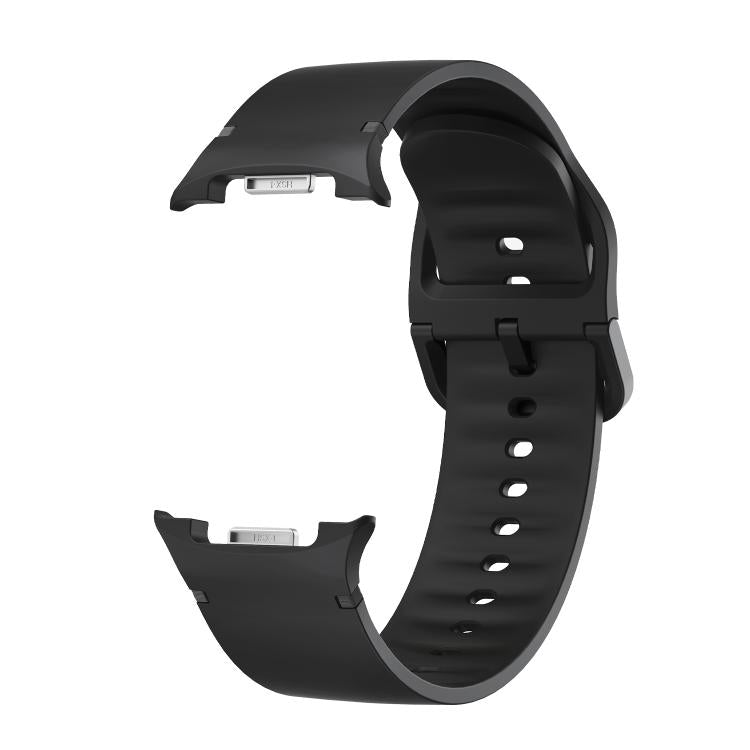 For Samsung Galaxy Watch8 / Watch8 Classic Solid Color Stitched Silicone Watch Band, Size:S(Black) - free shipping - PMC TechLife - Order now!