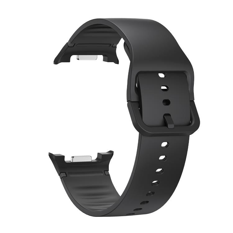 For Samsung Galaxy Watch8 / Watch8 Classic Solid Color Stitched Silicone Watch Band, Size:S(Black) - free shipping - PMC TechLife - Order now!