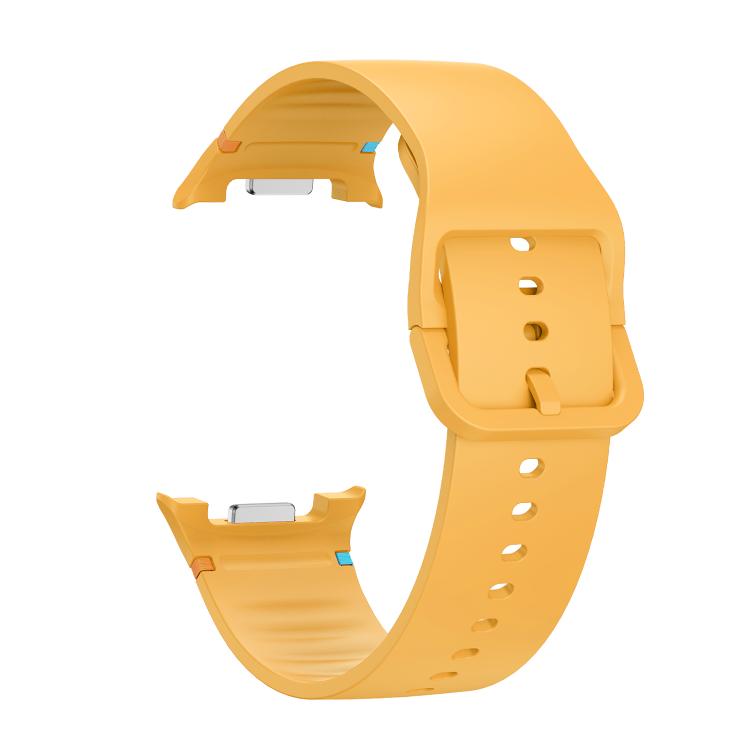 For Samsung Galaxy Watch8 / Watch8 Classic Solid Color Stitched Silicone Watch Band, Size:M(Official Yellow) - free shipping - PMC TechLife - Order now!