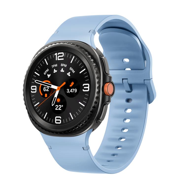 For Samsung Galaxy Watch8 / Watch8 Classic Solid Color Stitched Silicone Watch Band, Size:M(Light Blue) - free shipping - PMC TechLife - Order now!