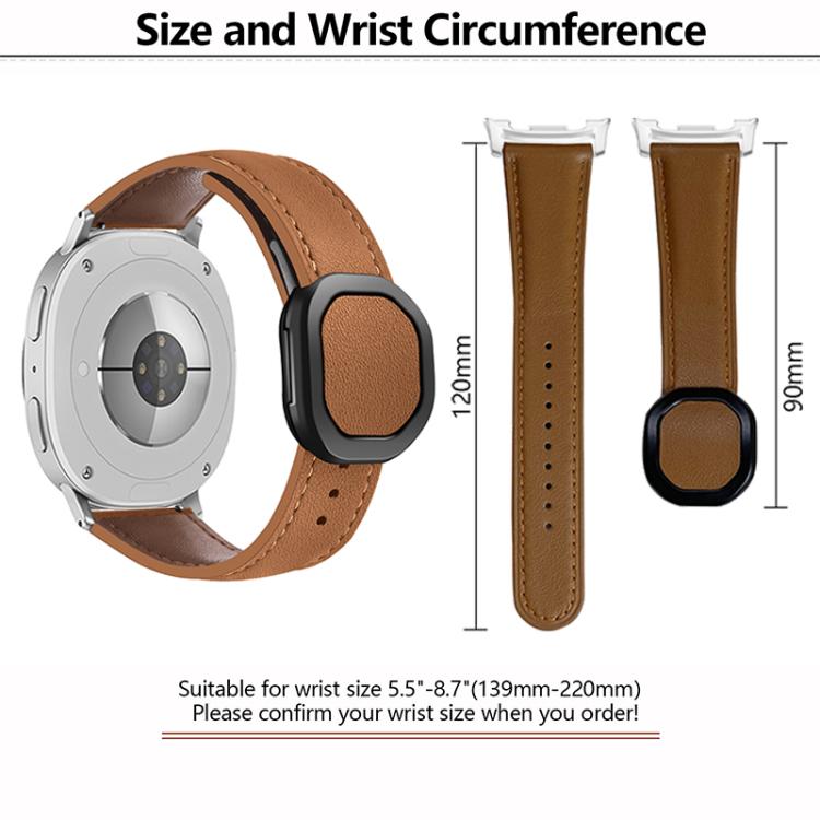 For Samsung Galaxy Watch8 / Watch8 Classic Magnetic Fold Genuine Buckle Leather Watch Band(Bean Paste) - free shipping - PMC TechLife - Order now!