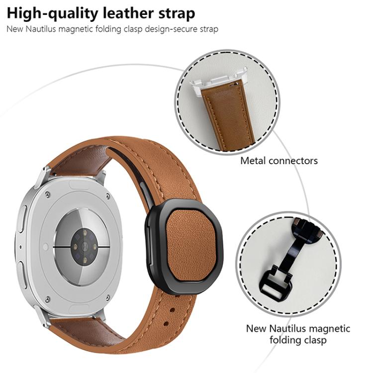 For Samsung Galaxy Watch8 / Watch8 Classic Magnetic Fold Genuine Buckle Leather Watch Band(Bean Paste) - free shipping - PMC TechLife - Order now!