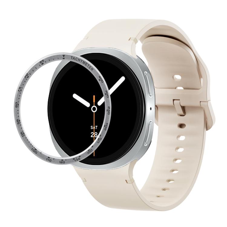 For Samsung Galaxy Watch8 44mm Speed Bezel and Solid Color Stitched Silicone Watch Band(Starlight Silver) - free shipping - PMC TechLife - Order now!