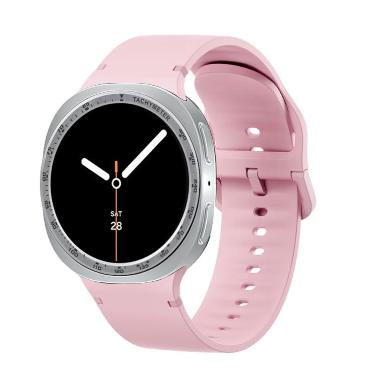 For Samsung Galaxy Watch8 44mm Speed Bezel and Solid Color Stitched Silicone Watch Band(Light Pink Silver) - free shipping - PMC TechLife - Order now!