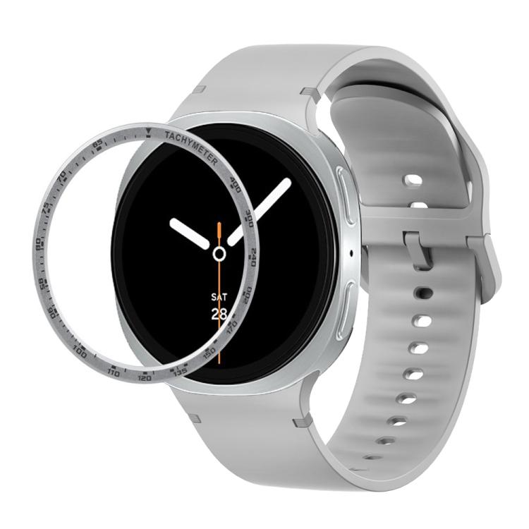 For Samsung Galaxy Watch8 44mm Speed Bezel and Solid Color Stitched Silicone Watch Band(Gray Silver) - free shipping - PMC TechLife - Order now!
