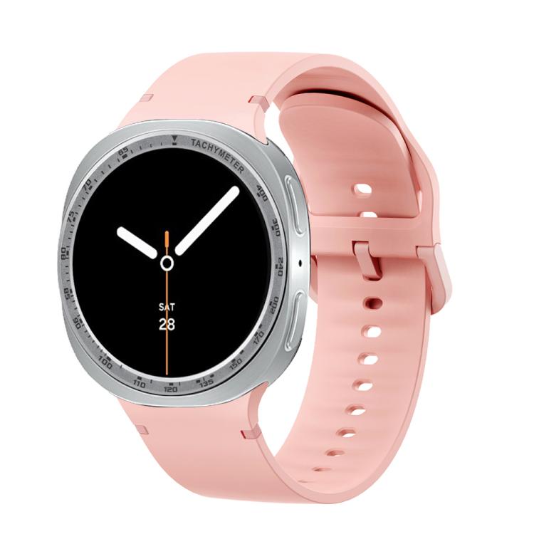 For Samsung Galaxy Watch8 40mm Speed Bezel and Solid Color Stitched Silicone Watch Band(Pink Silver) - free shipping - PMC TechLife - Order now!