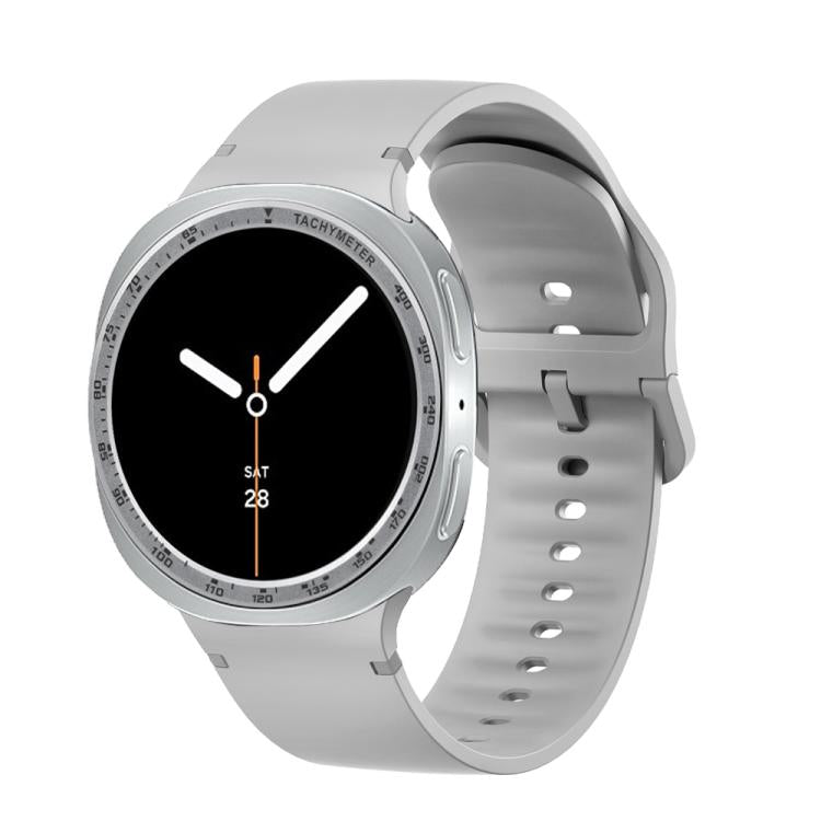 For Samsung Galaxy Watch8 40mm Speed Bezel and Solid Color Stitched Silicone Watch Band(Gray Silver) - free shipping - PMC TechLife - Order now!