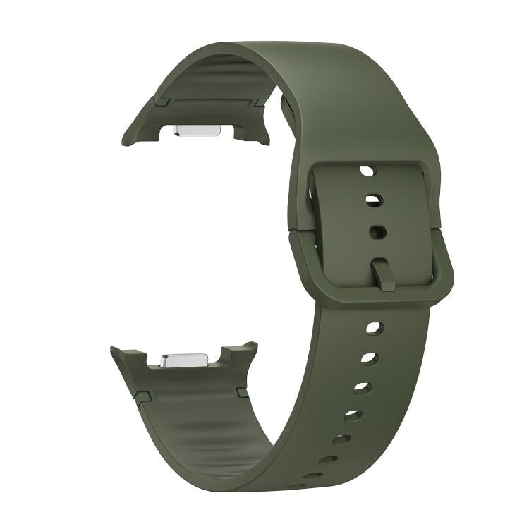 For Samsung Galaxy Watch8 40mm Speed Bezel and Solid Color Stitched Silicone Watch Band(Army Green Silver) - free shipping - PMC TechLife - Order now!