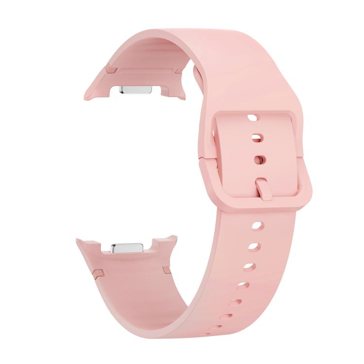 For Samsung Galaxy Watch8 44mm Diamond Bezel and Solid Color Stitched Silicone Watch Band(Pink Silver) - free shipping - PMC TechLife - Order now!