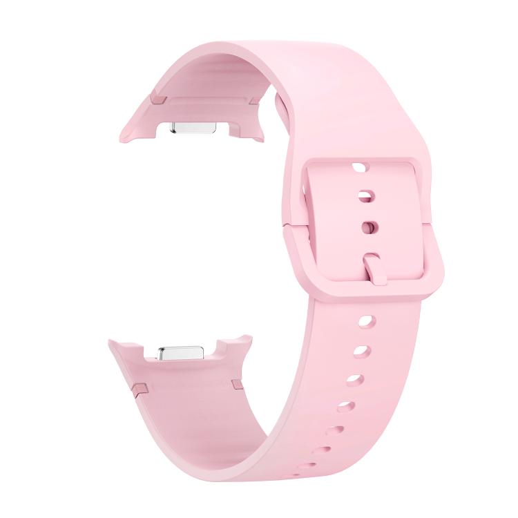 For Samsung Galaxy Watch8 44mm Diamond Bezel and Solid Color Stitched Silicone Watch Band(Light Pink Silver) - free shipping - PMC TechLife - Order now!