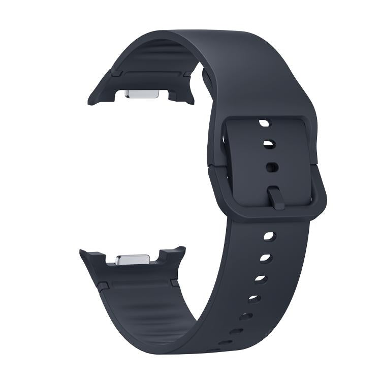 For Samsung Galaxy Watch8 44mm Diamond Bezel and Solid Color Stitched Silicone Watch Band(Dark Gray Silver) - free shipping - PMC TechLife - Order now!