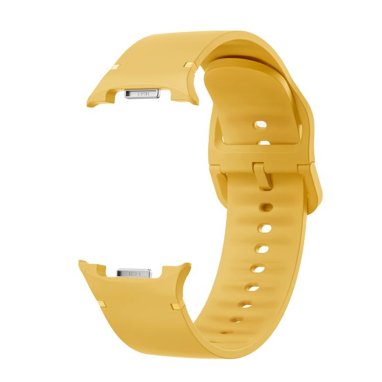 For Samsung Galaxy Watch8 40mm Diamond Bezel and Solid Color Stitched Silicone Watch Band(Official Yellow Silver) - free shipping - PMC TechLife - Order now!