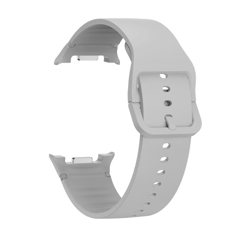 For Samsung Galaxy Watch8 40mm Diamond Bezel and Solid Color Stitched Silicone Watch Band(Gray Silver) - free shipping - PMC TechLife - Order now!
