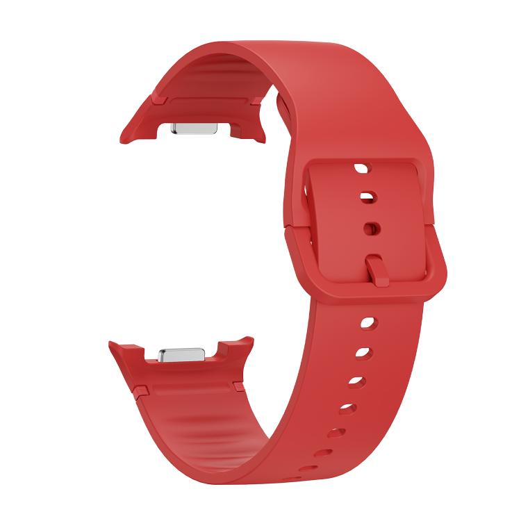 For Samsung Galaxy Watch8 44mm Rhombic Texture Bezel and Solid Color Stitched Silicone Watch Band(Red Silver) - free shipping - PMC TechLife - Order now!