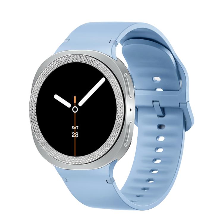 For Samsung Galaxy Watch8 44mm Rhombic Texture Bezel and Solid Color Stitched Silicone Watch Band(Light Blue Silver) - free shipping - PMC TechLife - Order now!