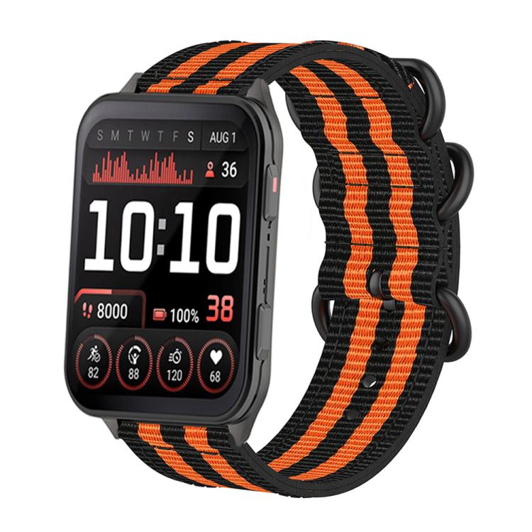 For Garmin Venu X1 Ring Buckle Nylon Canvas Watch Band(Black Orange) - free shipping - PMC TechLife - Order now!