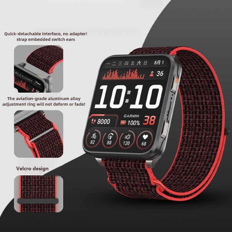 For Garmin Venu X1 Two Section Metal Ring Nylon Hook and Loop Fastener Watch Band(Black Veil) - free shipping - PMC TechLife - Order now!