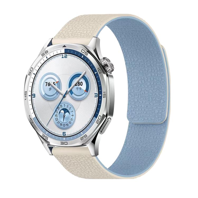 18mm Lychee Texture Soft Magnetic Silicone Watch Band(White Blue) - free shipping - PMC TechLife - Order now!
