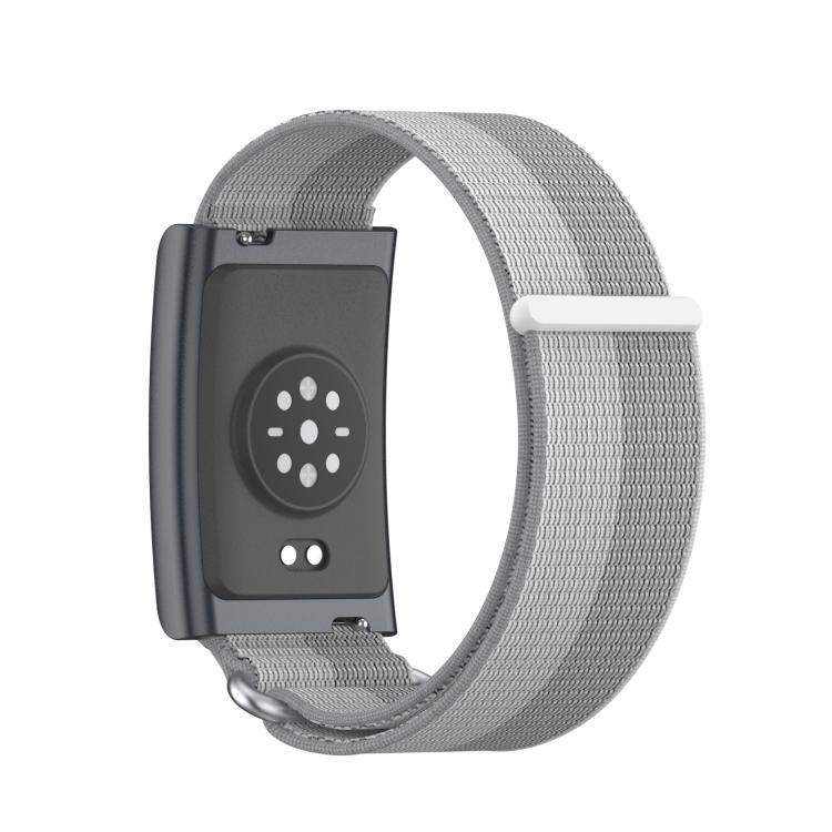 For Amazfit Helio Strap Metal Ring Two Sections Nylon Hook and Loop Fastener Watch Band(Phantom Silver) - free shipping - PMC TechLife - Order now!