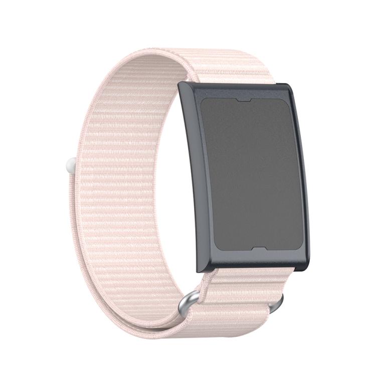 For Amazfit Helio Strap Metal Ring Two Sections Nylon Hook and Loop Fastener Watch Band(Pearl Pink) - free shipping - PMC TechLife - Order now!