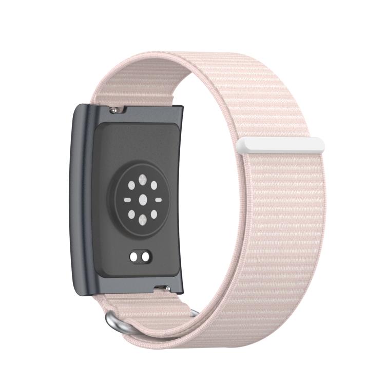 For Amazfit Helio Strap Metal Ring Two Sections Nylon Hook and Loop Fastener Watch Band(Pearl Pink) - free shipping - PMC TechLife - Order now!