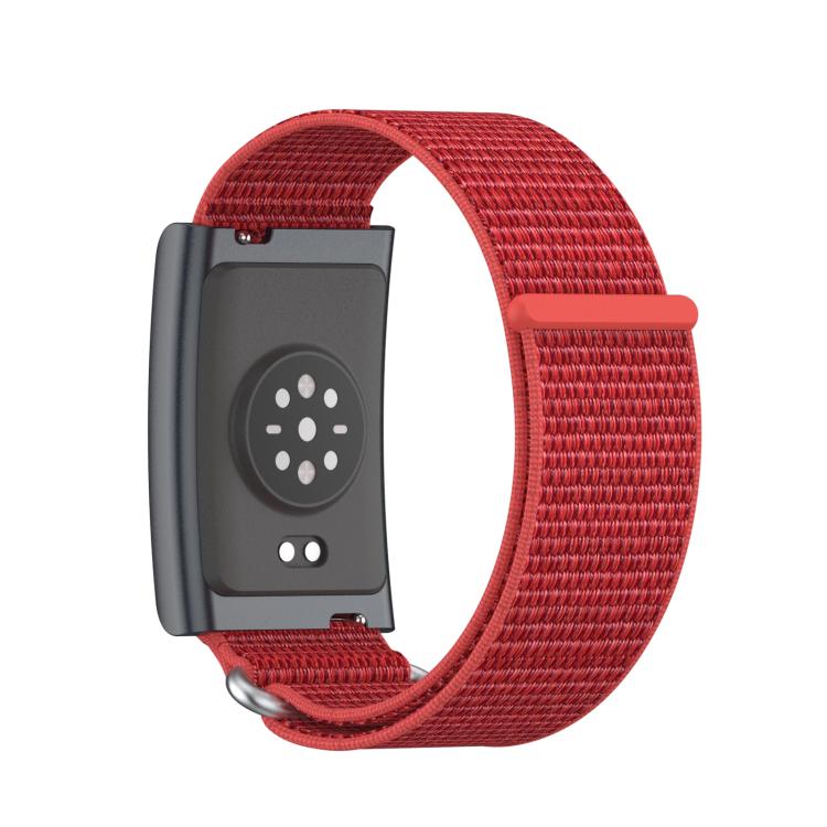For Amazfit Helio Strap Metal Ring Two Sections Nylon Hook and Loop Fastener Watch Band(Red) - free shipping - PMC TechLife - Order now!