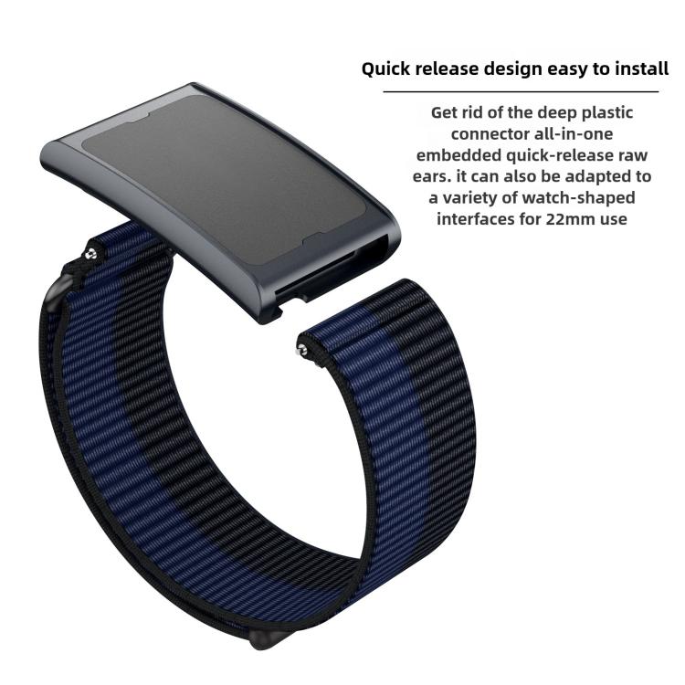 For Amazfit Helio Strap Metal Ring Two Sections Nylon Hook and Loop Fastener Watch Band(Smokey Purple) - free shipping - PMC TechLife - Order now!