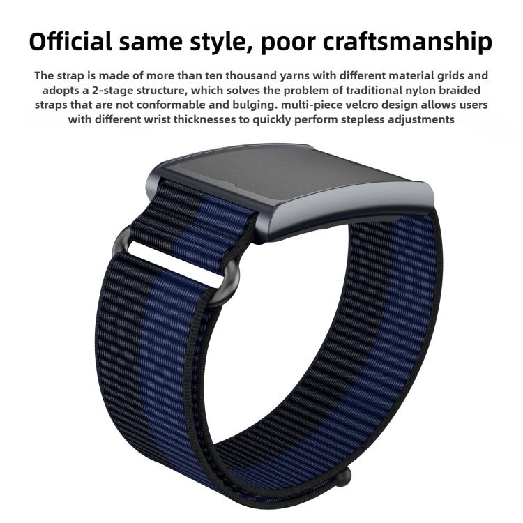 For Amazfit Helio Strap Metal Ring Two Sections Nylon Hook and Loop Fastener Watch Band(Dome Gray) - free shipping - PMC TechLife - Order now!