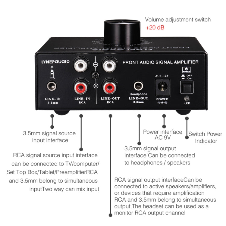 B015 Front Stereo Signal Amplifier Booster Headphones Speaker Amplifier Headset Dual-Audio Source -  by PMC Jewellery | Online Shopping South Africa | PMC Jewellery | Buy Now Pay Later Mobicred