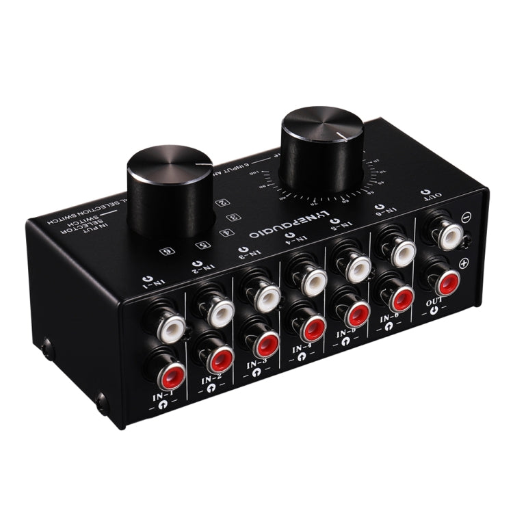 B016 6 Input 1 Output Audio Signal Source Selection Switcher, Output Volume Adjustment Control RCA Port -  by PMC Jewellery | Online Shopping South Africa | PMC Jewellery | Buy Now Pay Later Mobicred