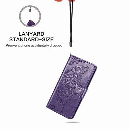 For OPPO A5 (2020) / A9 (2020) Butterfly Love Flower Embossed Horizontal Flip Leather Case with Bracket Lanyard Card Slot Wallet(Dark Purple) - OPPO Cases by PMC Jewellery | Online Shopping South Africa | PMC Jewellery | Buy Now Pay Later Mobicred