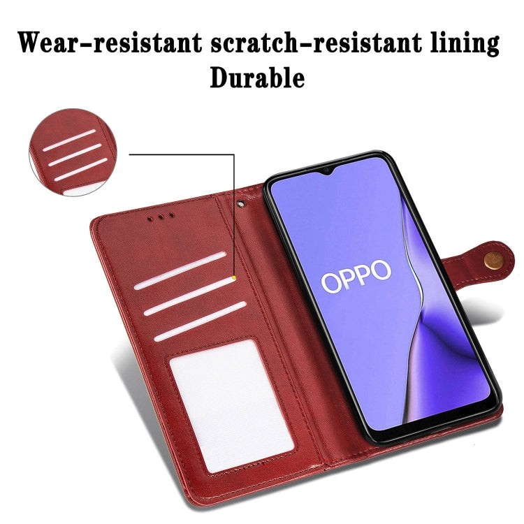 For OPPO A5 2020 / A9 2020 Retro Solid Color Leather Buckle Phone Case with Lanyard & Photo Frame & Card Slot & Wallet & Stand Function(Red) - free shipping - PMC TechLife - Order now!