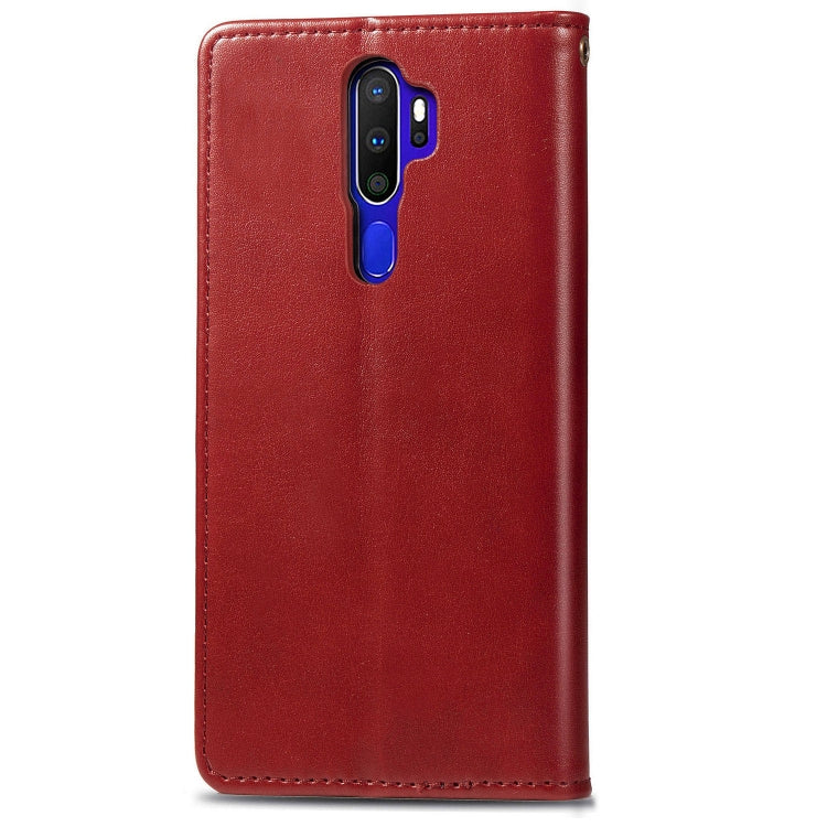 For OPPO A5 2020 / A9 2020 Retro Solid Color Leather Buckle Phone Case with Lanyard & Photo Frame & Card Slot & Wallet & Stand Function(Red) - free shipping - PMC TechLife - Order now!