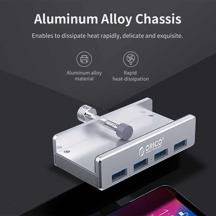 ORICO  MH4PU-P Aluminum Alloy 4 Ports USB3.0 Clip-type HUB(Silver) - free shipping - PMC Jewellery - Order now!