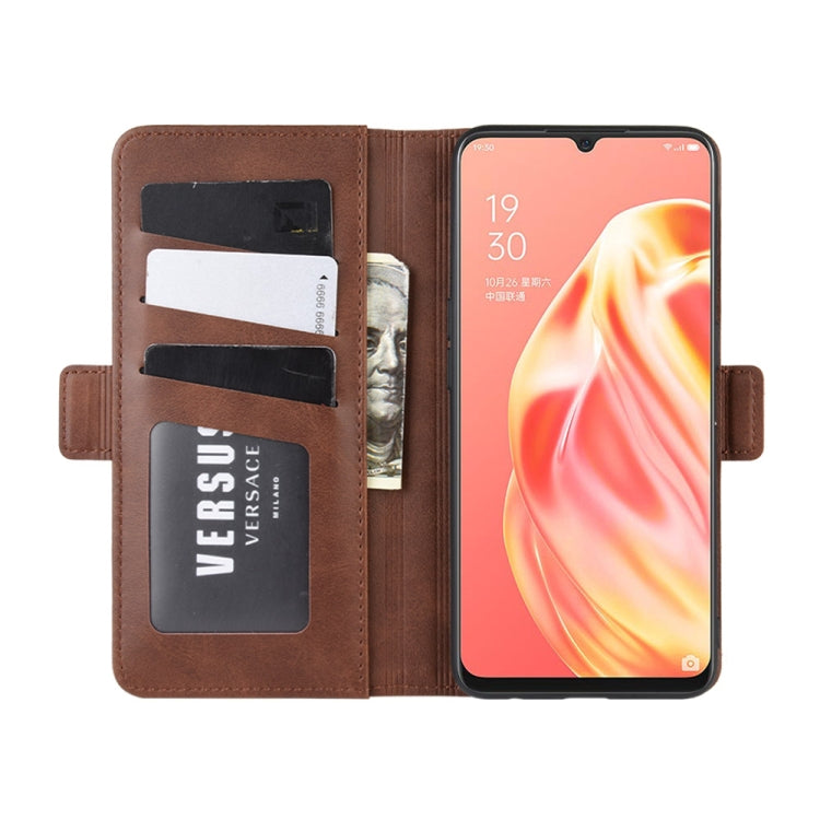 For OPPO A91 Dual-side Magnetic Buckle Horizontal Flip PU Leather Case with Holder & Card Slots & Wallet(Brown) - OPPO Cases by PMC Jewellery | Online Shopping South Africa | PMC Jewellery | Buy Now Pay Later Mobicred