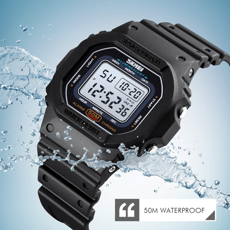 Skmei 1608 Multi-Function Student Electronic Watch Waterproof Timing Silicone Sports Watch(Blue) - free shipping - PMC TechLife - Order now!