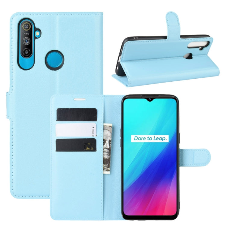 For OPPO Realme C3 (3 Cameras) Litchi Texture Horizontal Flip Protective Case with Holder & Card Slots & Wallet(Blue) - Realme Cases by PMC TechLife | Online Shopping South Africa | PMC TechLife | Buy Now Pay Later Mobicred