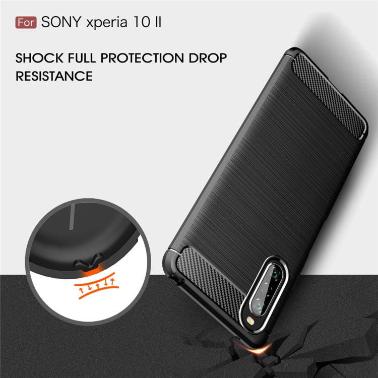 For Sony Xperia 10 II Brushed Texture Carbon Fiber TPU Case(Navy Blue) - Sony Cases by PMC TechLife | Online Shopping South Africa | PMC TechLife