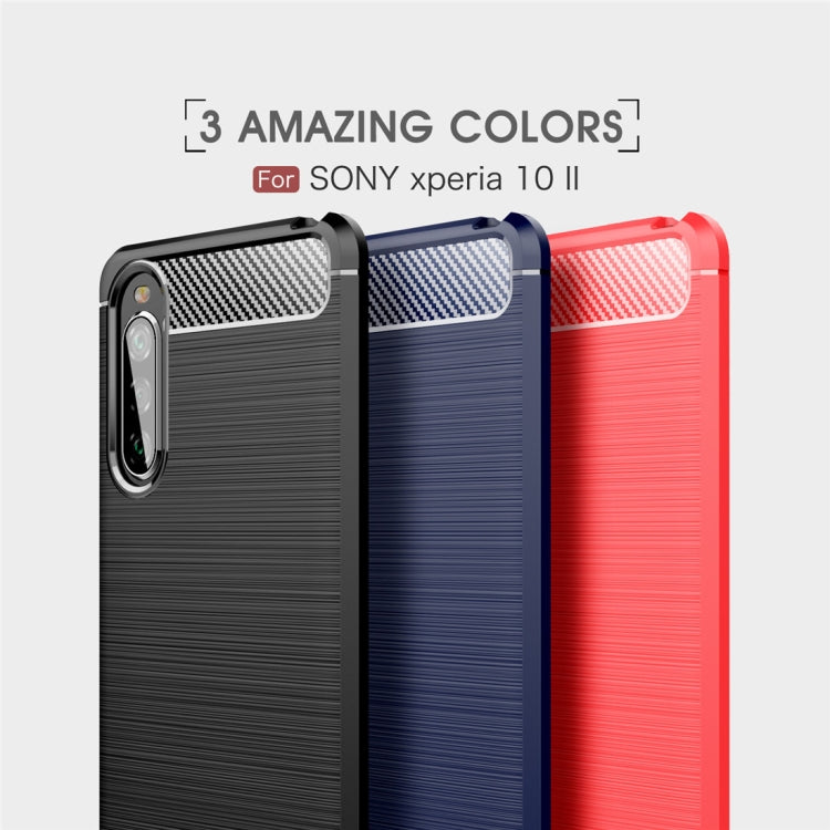 For Sony Xperia 10 II Brushed Texture Carbon Fiber TPU Case(Navy Blue) - Sony Cases by PMC TechLife | Online Shopping South Africa | PMC TechLife