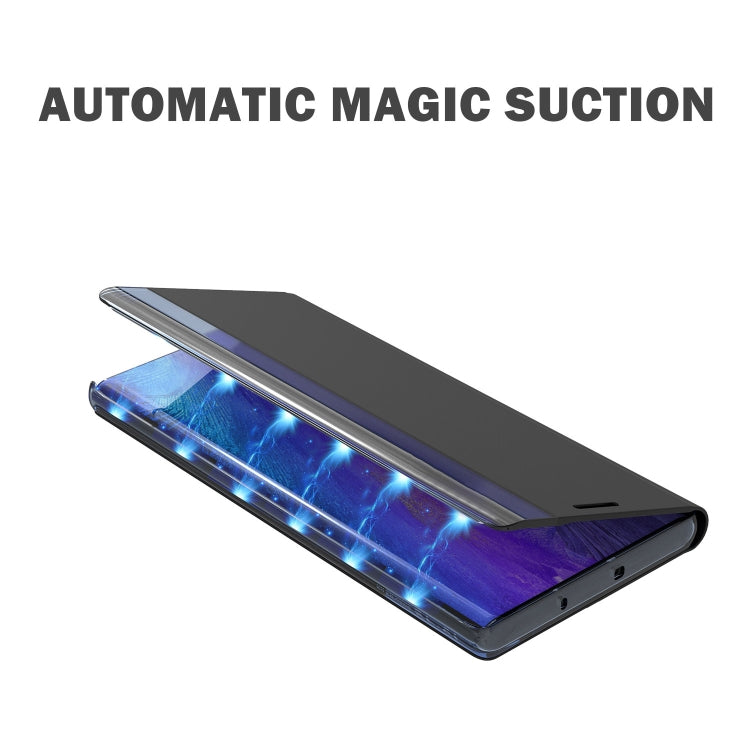 For Galaxy Note 10 Plain Texture Cloth Attraction Flip Holder Leather Phone Case(Blue) - Galaxy Phone Cases by PMC TechLife | Online Shopping South Africa | PMC TechLife