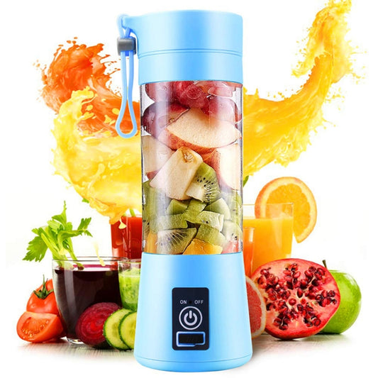 USB Rechargeable Electric Automatic Vegetable Fruit Citrus Orange Juice Maker Cup Mixer Bottle (380ML 2 Blender)(2 Blades  Blue) - Electric juicers by PMC Jewellery | Online Shopping South Africa | PMC Jewellery