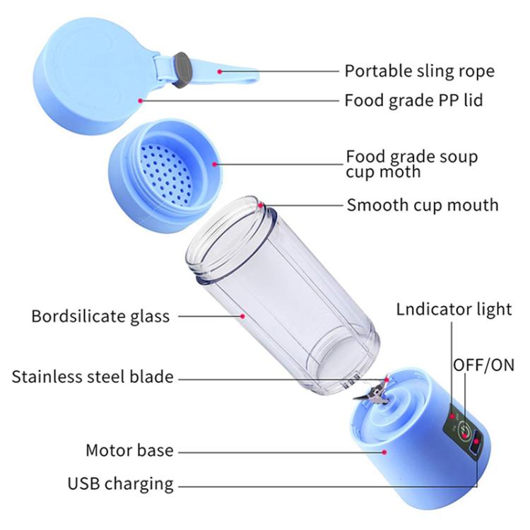 USB Rechargeable Electric Automatic Vegetable Fruit Citrus Orange Juice Maker Cup Mixer Bottle (380ML)(2 Blades Purple) - free shipping - PMC TechLife - Order now!