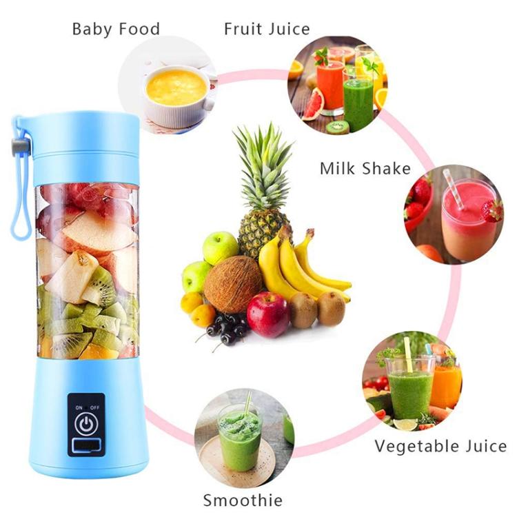 USB Rechargeable Electric Automatic Vegetable Fruit Citrus Orange Juice Maker Cup Mixer Bottle (380ML)(6 Blades Blue) - free shipping - PMC TechLife - Order now!