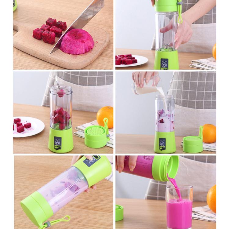 USB Rechargeable Electric Automatic Vegetable Fruit Citrus Orange Juice Maker Cup Mixer Bottle (380ML)(6 Blades Pink) - free shipping - PMC TechLife - Order now!