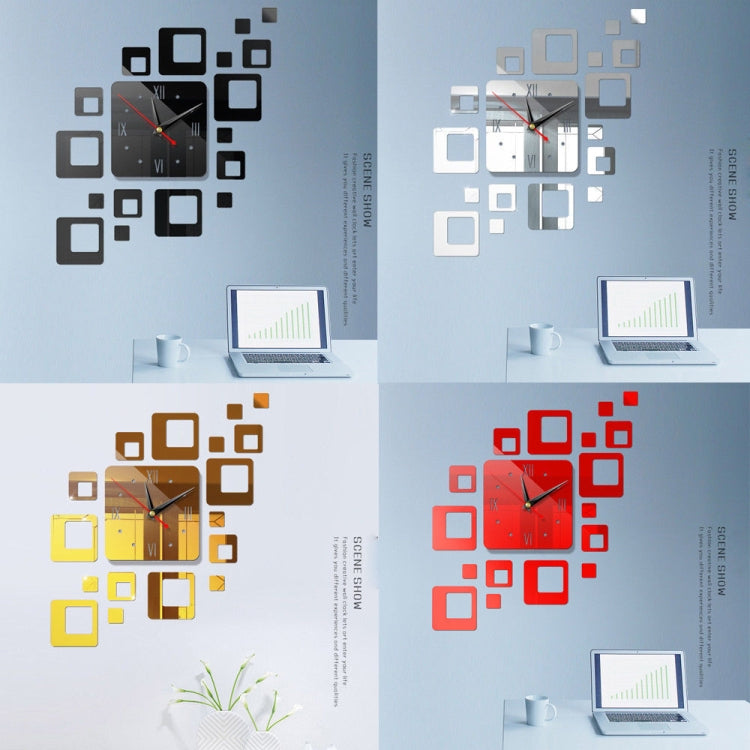 Home Mirror Surface Sticker Home Office Decorative Mirrors 3D Stereo Clock Acrylic Mirror Clock Block Combination Clock(Black) - free shipping - PMc TechLife - Order now!