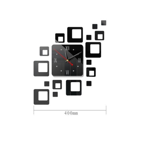 Home Mirror Surface Sticker Home Office Decorative Mirrors 3D Stereo Clock Acrylic Mirror Clock Block Combination Clock(Black) - free shipping - PMc TechLife - Order now!