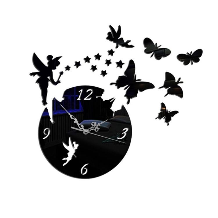 Butterfly Star 3D Acrylic Stereo Living Room Bedroom Decorating Mirror Wall Clock(Black) - Wall Clock by PMc TechLife | Online Shopping South Africa | PMc TechLife | Buy Now Pay Later Mobicred