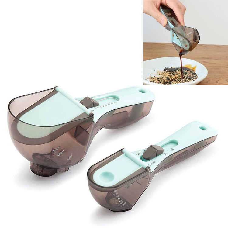 2 in 1 Kitchen Tool Plastic Measuring Spoon Adjustable Baking Tool Measuring Spoon, Specification:1 Large 1 Small Set(Light Blue) - Baking Pastry Tools by PMC Jewellery | Online Shopping South Africa | PMC Jewellery